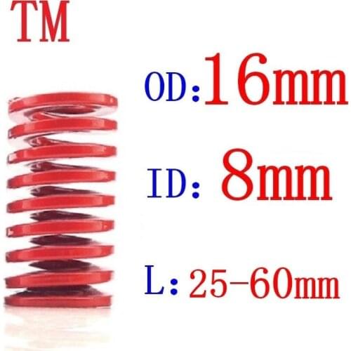 1Pcs Red Medium Load Stamping Compression Mould Die Spring Outer Dia 16mm Inner Dia 8mm Length 20-60mm