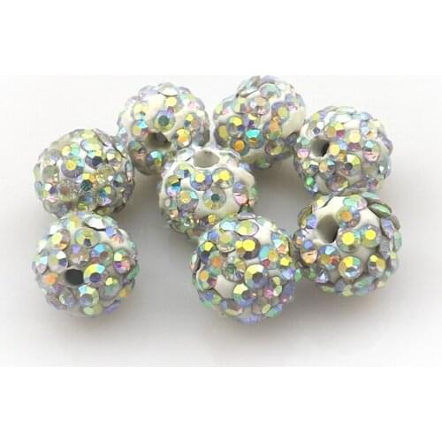 100pcs/lot 10mm AB Clear Color Rhinestone Loose Beads 6 Rows Pave Disco Ball For Jewelry Making