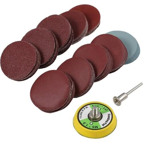 100pcs/pack 2 inches 50mm Sanding Paper Round Shape Abrasive Papers P80-P3000 Back Flocking Sandpaper