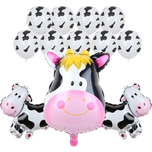 12pcs Cow Tiger Zebra Lion Head Happy Birthday Balloons Animal Theme Party Animals Decor 12inch Latex Helium Kid Toys Supplies