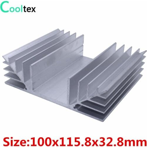 5pcs/lot) 100x115.8x32.8mm radiator Aluminum heatsink Extruded heat sink for LED power amplifier Electronic heat dissipation
