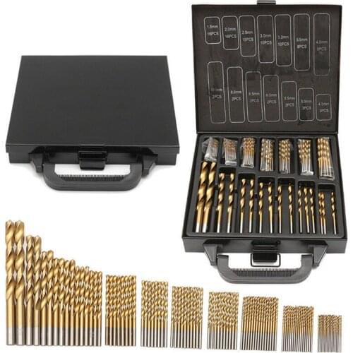 99pcs Titanium HSS Drill Bits Coated 1.5mm - 10mm Stainless Steel HSS High Speed Drill Bit Set For Electrical Drill Tools HT706
