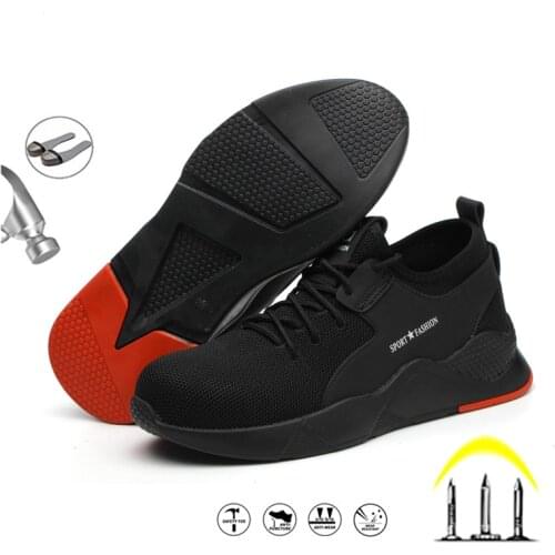 Safety Shoes Mens Work Steel Toe Cushion Safety Toe Duty Breathable Non-slip Athletic Work Industrial & Anti-puncture Shoe