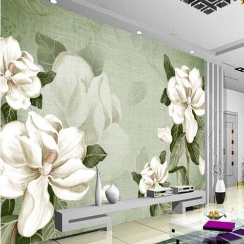 Beibehang Large Custom Wallpapers European Oil Painting Large White Flowers Living Room Bedroom TV Backdrop