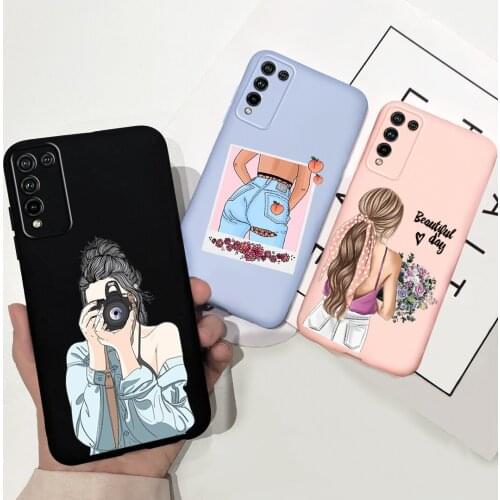 For Huawei Honor 10X Lite Case Sunflower Girl Pattern Soft Silicone Back Cover For Honor 10X Lite 6.67" Candy Color Phone Cases