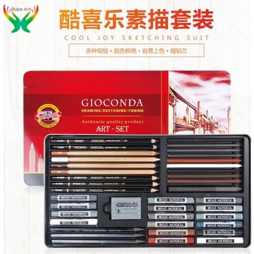 Czech KOH-I-NOOR 10/24 pcs art-set Artist Pastel Charcoal pencil sketch pencil iron box set sketch professional art supplies