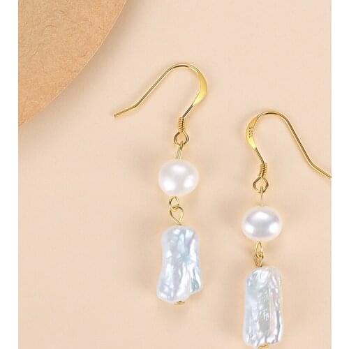 ELESHE Wholesale Pearl Drop Earrings 925 Sterling Silver Women Wedding Dangle Earrings for Bridal Jewelry(Gold/Silver/Rose Gold)