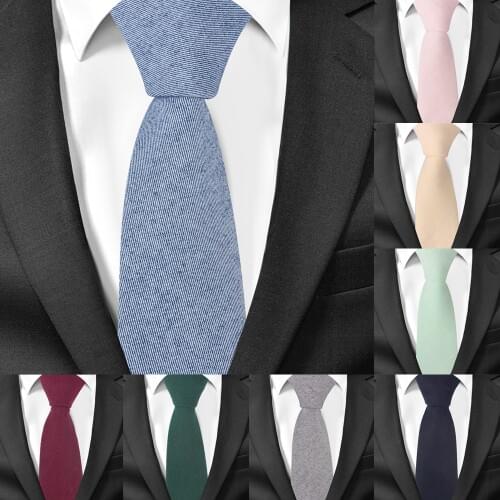 Cotton Neck Ties for Men Casual Suits Skinny Tie Gravatas Solid Black Mens Neckties For Business 6 cm Width Wedding Men Ties