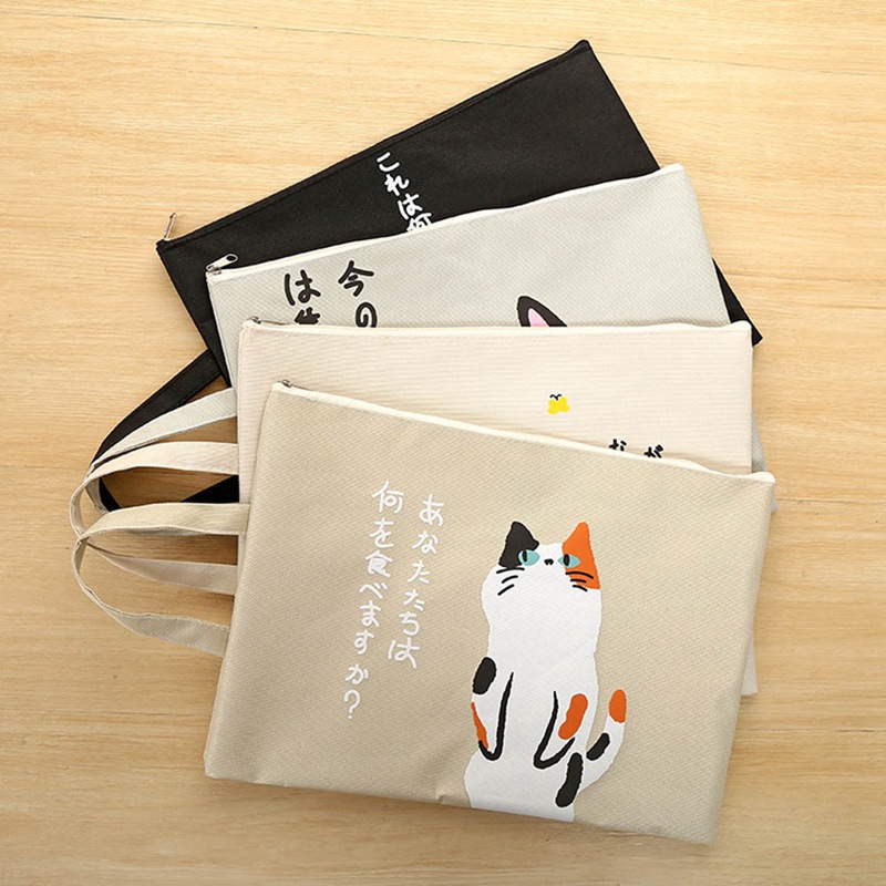 1 PC A4 Document Bag Cat Folder Bag Cute Kawaii Large Capacity Oxford Cloth High Quality Documents Folder Gifts For Students