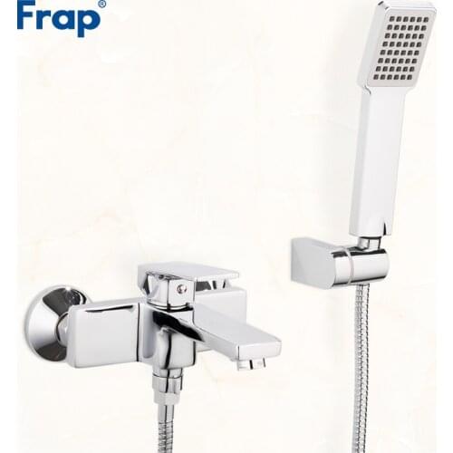 Frap Luruxy Chrome Bathroom Shower Faucet Bath Water Mixer Faucets With Square Hand Shower Head Set Wall Mounted Crane F3246