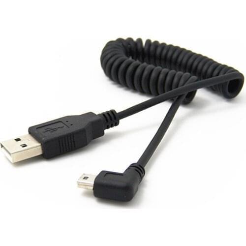 USB 2.0 Type A Male to Right Angle Mini B 5p Male Spring Cable