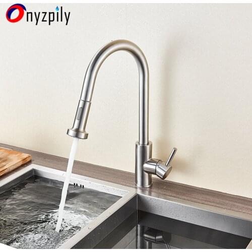 Kitchen Faucet Brushed Nickel Single Handle Single Hole 360 degree Roration Mixer Sink Taps