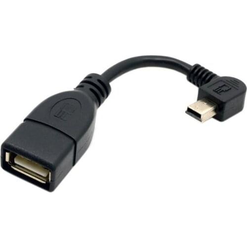 Left Angled 90 degree USB Mini 5Pin Male to USB Female OTG Host cable 10cm 50cm Mini USB short cable 0.1m 0.5m Angle