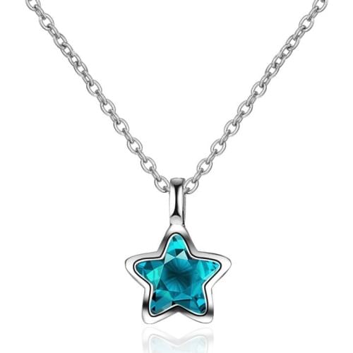 Hot Cute Star Necklaces Pendants 925 sterling silver Chain Crystal Necklace for Girl Party Birthday Jewelry Accessories