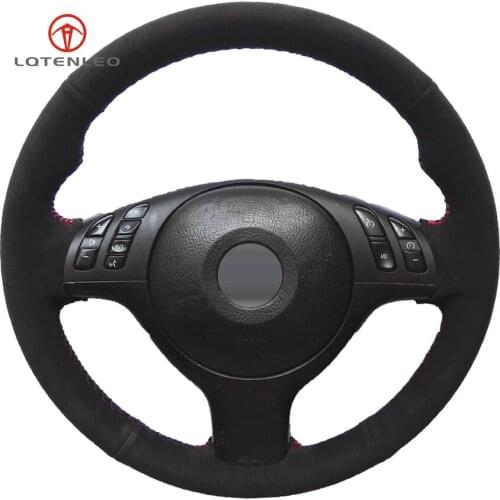 LQTENLEO Black Suede Steering Wheel Cover for BMW M Sport 3 Series E46 330i 330Ci 5 Series E39 540i 525i 530i M3 M5 2000-2006