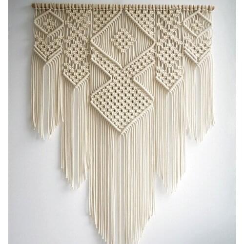 Macrame Woven Wall Hanging Handmade Cotton Bohemian Room Tapestry Art Beautiful Apartment Dorm Room Wedding Decoration 100x110cm