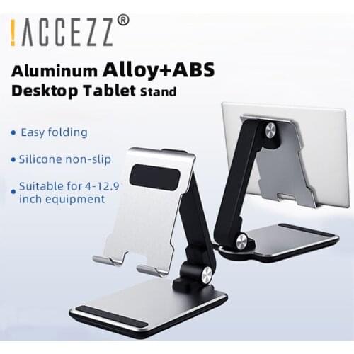 !ACCEZZ Metal Foldable Mobile Phone Holder Desktop Tablet Stand for iPad iPhone Samsung Smartphone Table Desk Adjustable Bracket