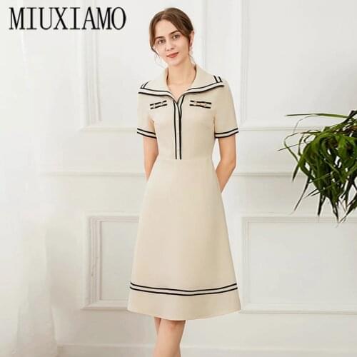 MIUXIMAO 2021 Spring Summer Party Dress Half sleeve Office Lady Eleghant Casual Dress Women Vestidos