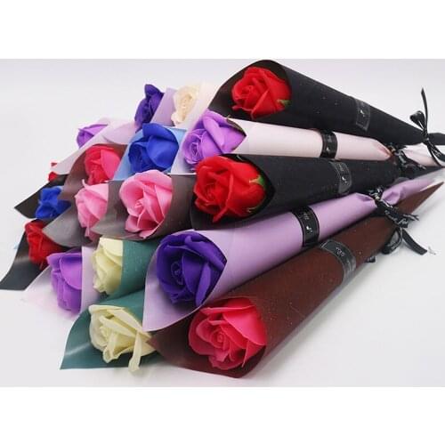 5pcs/lot Soap Rose Artificial Flower Girl Friend Valentines Day Gift Anniversary Flower Set Fake Rose Soap Flower Wedding Decor