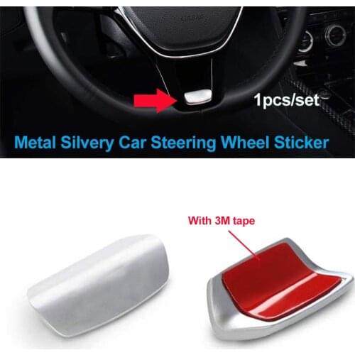 1PCS Metal Silvery Auto Car Steering Wheel Sticker Car Badge Sticker Car Decal Label for Passat B6 B7 Golf MK5 MK6 Tiguan