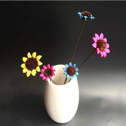 10pcs Natural Dried Sunflowers Flowers with Iron Wire For Wedding Party Home Hotel Vase Decoration DIY Bouquet Project Accessory