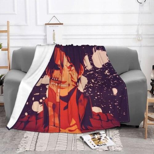 Attack On Titan Blankets Fleece Printed Unisex Throw Blankets Anime AOT Bedspreads for Bedding Car