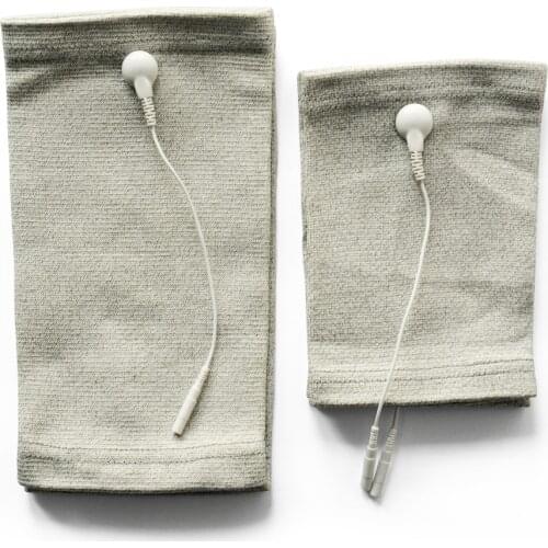 Pair of Conductive Slivery Fiber Electrode Massage Elbow pads & Kneepads Use With TENS/EMS Unit For Physical Therapy