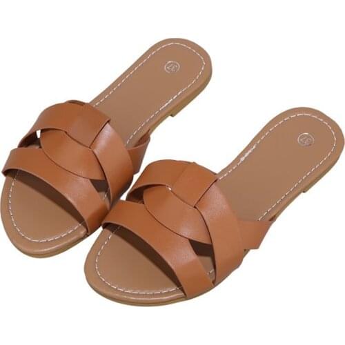 New Slides Women Summer Slippers Outdoor Summer Beach Shoes Fashion Brand Slip-on Woman Slippers Female Leather Sandals 35-42