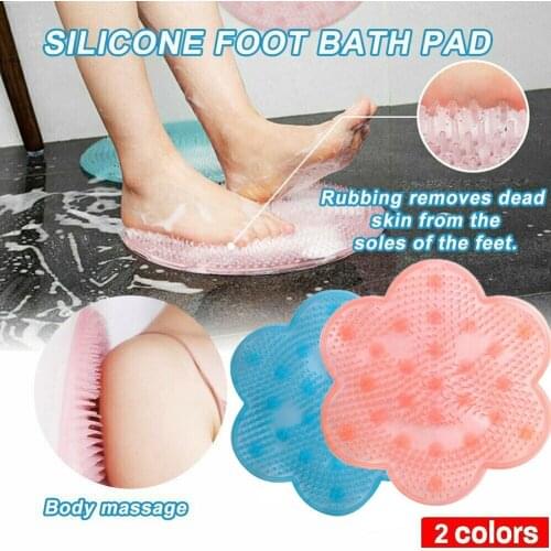 Silicone Bath Pad Suction Cup Non-slip Bathroom Shower Mat Back Brush Foot Brush Dead Skin Pad Bath Mats