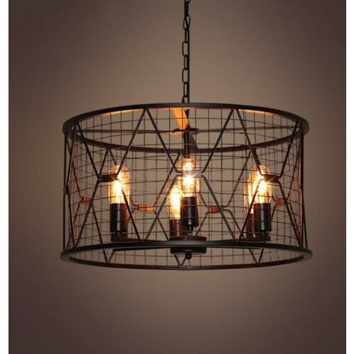 Modern black birdcage pendant lights iron minimalist retro light Scandinavian loft pyramid lamp metal cage with led bulb