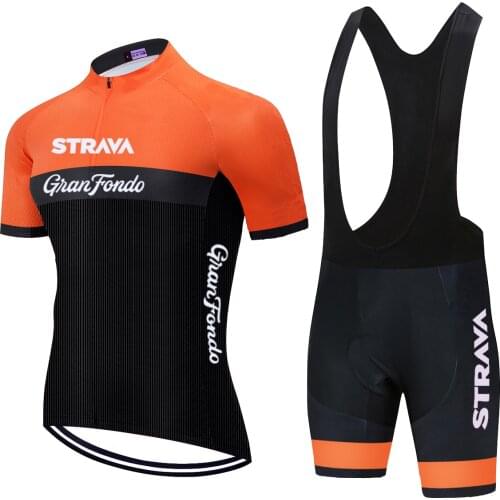 2021 STRAVA Cycling Clothing Jersey Sets Quick Dry Bicycle Sportswear Mens summer Team Cycling Jerseys Bike Short Sleeve Set