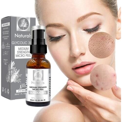 30% Glycolic Acid Serum Shrinking Pores Soften Cuticles Improve Acne Scar Anti-Aging Whitening Essence Moisturize Solution 30ml