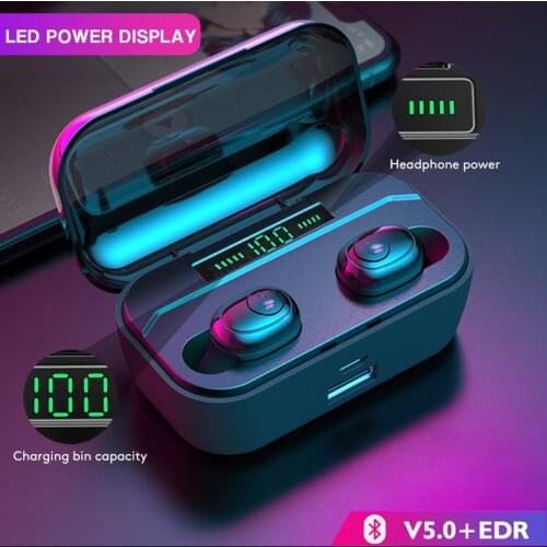 TWS G6S 5.0 Handsfree Bluetooth Earphone Waterproof Earbuds Sports Headset with 2200mAh Charging Box Support Wireless Charging