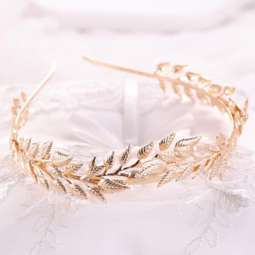Lady Golden Crystal Leaf Style Hair Band Wedding Hair Accessory for Anniversary Party Banquet BN