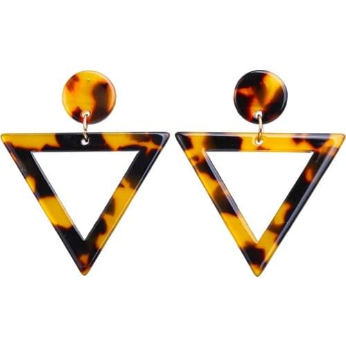 Punk trendy leopard geometric triangle acetic acid drop earrings for women fj345