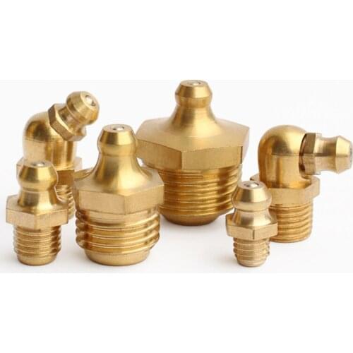 10Pcs Hydraulic Grease Brass Zerk Grease Nipple Fitting M6 M8 M10 M12 Replacement Grease Tip Nozzle Fitting Nipple Parts