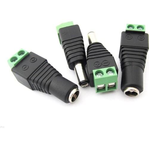 10pcs/lot Male and Female 2.1x5.5mm DC Power Jack Adapter Connector 5.5mmx 2.1mm For CCTV Camera Plug LED
