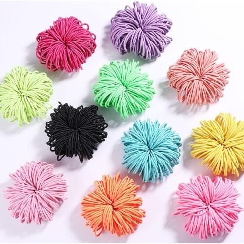 100Pcs/Lot 3CM Women Girls Hair Rubber Bands Elastic Scrunchie Basic Gum For Children Colorful Hair Accessories Cute Hair Ring