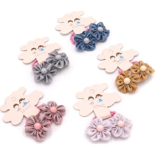 2Pcs/Lot Flower Elastic Hair Rubber Bands Hair Clips Hair Accessories Set For Children Girls Floral Hairpins Headbands Headdress