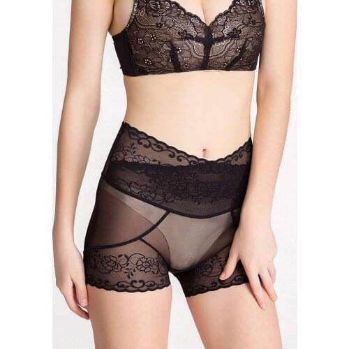 Birdsky,3PCS Women natural mulberry silk boxer panties underwear,soft lace stretch mesh,wrap hip keep shape,high waist. HC-12B