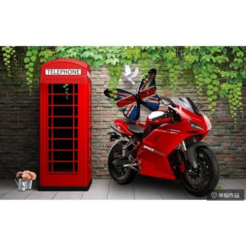 3d wall murals wallpaper for living room European and American industrial style motorcycle bar coffee wallpaper for walls 3 d