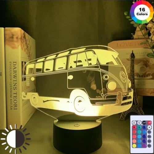 3d Optical Baby Led Night Light Lamp School Bus for Kids Childrens Room Decor Nightlight Rgb Touch Sensor Desk 3d Lamp Gift