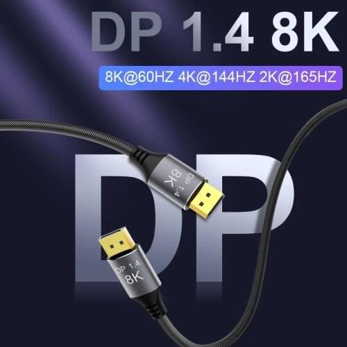 Ultra HD DisplayPort 1.4 Audio Video Cable 4K@144Hz 8K@60Hz DP to DP Display adapter for HDR monitor Projector 8K Speeding 32.4G