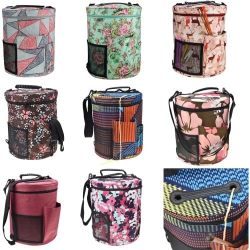 9 Styles Wool Storage Bag 600D Oxford Cloth Storage One-Shoulder Printing Drum Bag Wool Storage Bag Crochet Yarn Storage