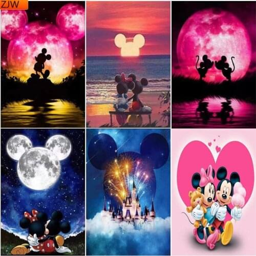 Minnie Mickey Lovers 5D DIY Diamond Painting Disney Full Square/Round Diamond Embroidery Mosaic Home Decor