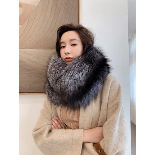 Free Shipping New Genuine Fox Fur Scarf Natural color Real Fur Shawl Double Fur Winter Real Fur scarf Wholesale Retail OEM