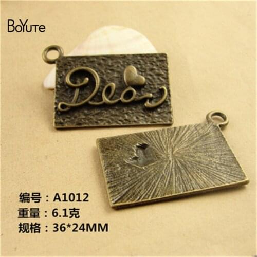 BoYuTe (30 Pieces/lot) 36*24MM Zinc Alloy Word Plated Antique Bronze Plated Pendant Charms for Jewelry Making Diy Accessories