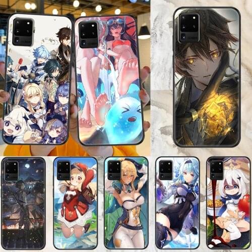 Genshin Impact Phone case For Samsung Galaxy Note 4 8 9 10 20 S8 S9 S10 S10E S20 Plus UITRA Ultra black fashion back luxury