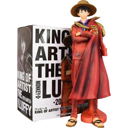 One Piece Monkey D Luffy Anime 25cm Red Cloak Luffy Pvc Action Figure Collection Decoration Model Doll Toys For Childrens Gift