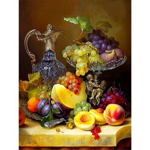 Fruit Landscape DIY 11CT Embroidery Cross Stitch Kits Craft Needlework Set Printed Canvas Cotton Thread Home Decoration Sell